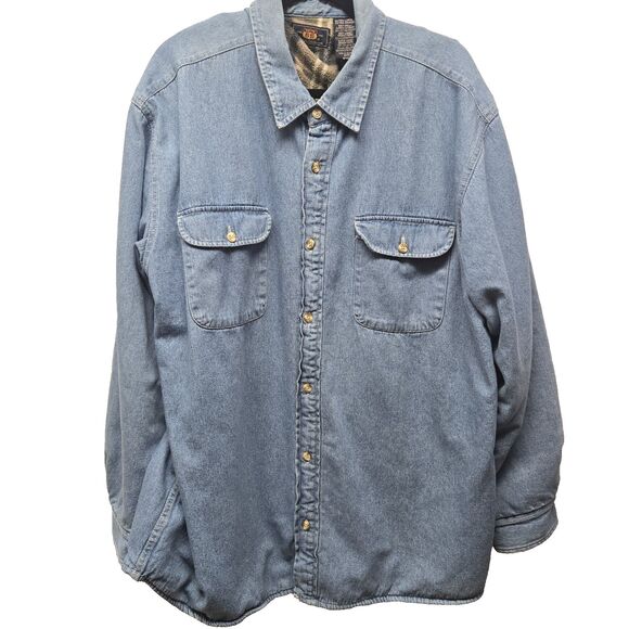 Vintage Route 66 Fleece Lined Jacket Mens sz XL Blue Denim Shacket Workwear 90s - Picture 1 of 10